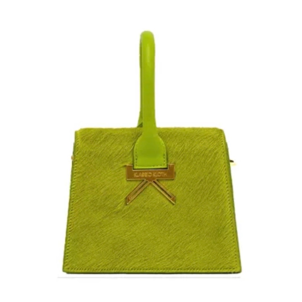 KLASSIC KLOTH BY KARRICA Lime Green Bonded Leather Calf Hair Crossbody Bag